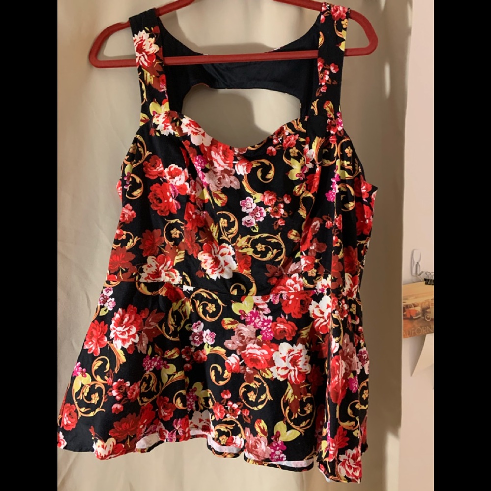 Cute Torrid Peplum Top with Cutout Back Detail